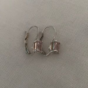 Cute silver pink diamond clip earrings, light weight, great condition